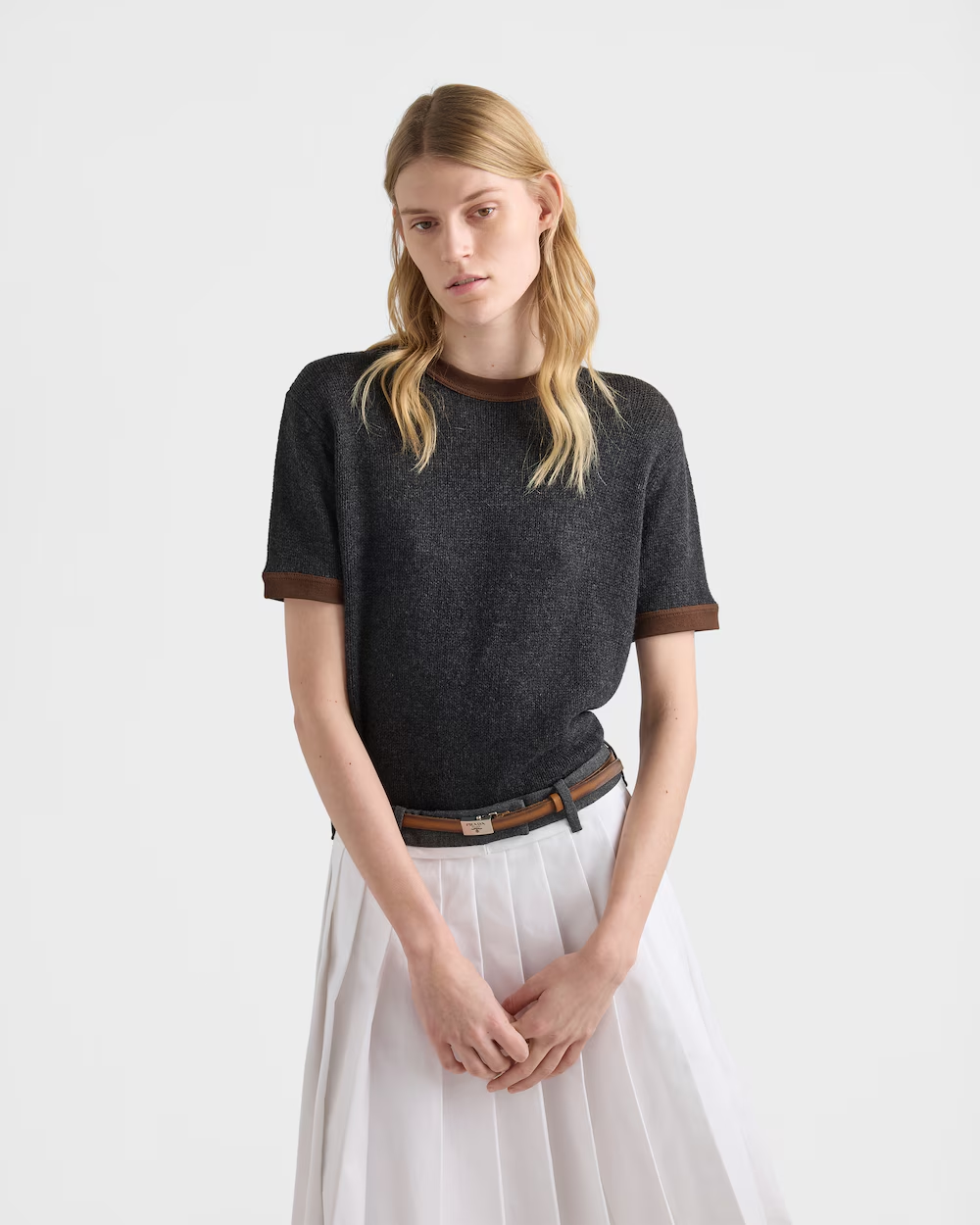 프라다 캐시미어 크루넥 스웨터