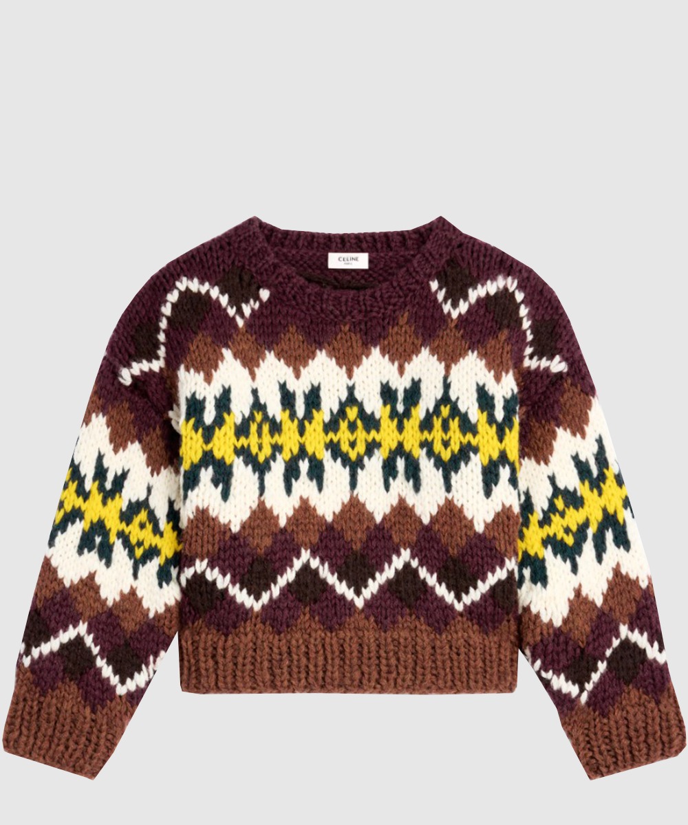 셀린느 크루넥 스웨터 페어 아일 울