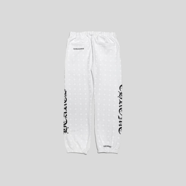 크롬하츠 화이트 크로스 패턴 호스슈 스크롭트 로고 스웨트팬츠