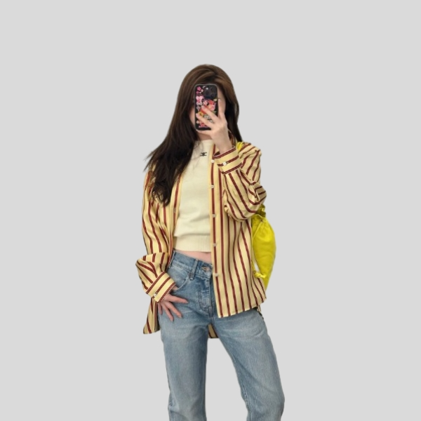 셀린느 스트라이프 실크 셔츠