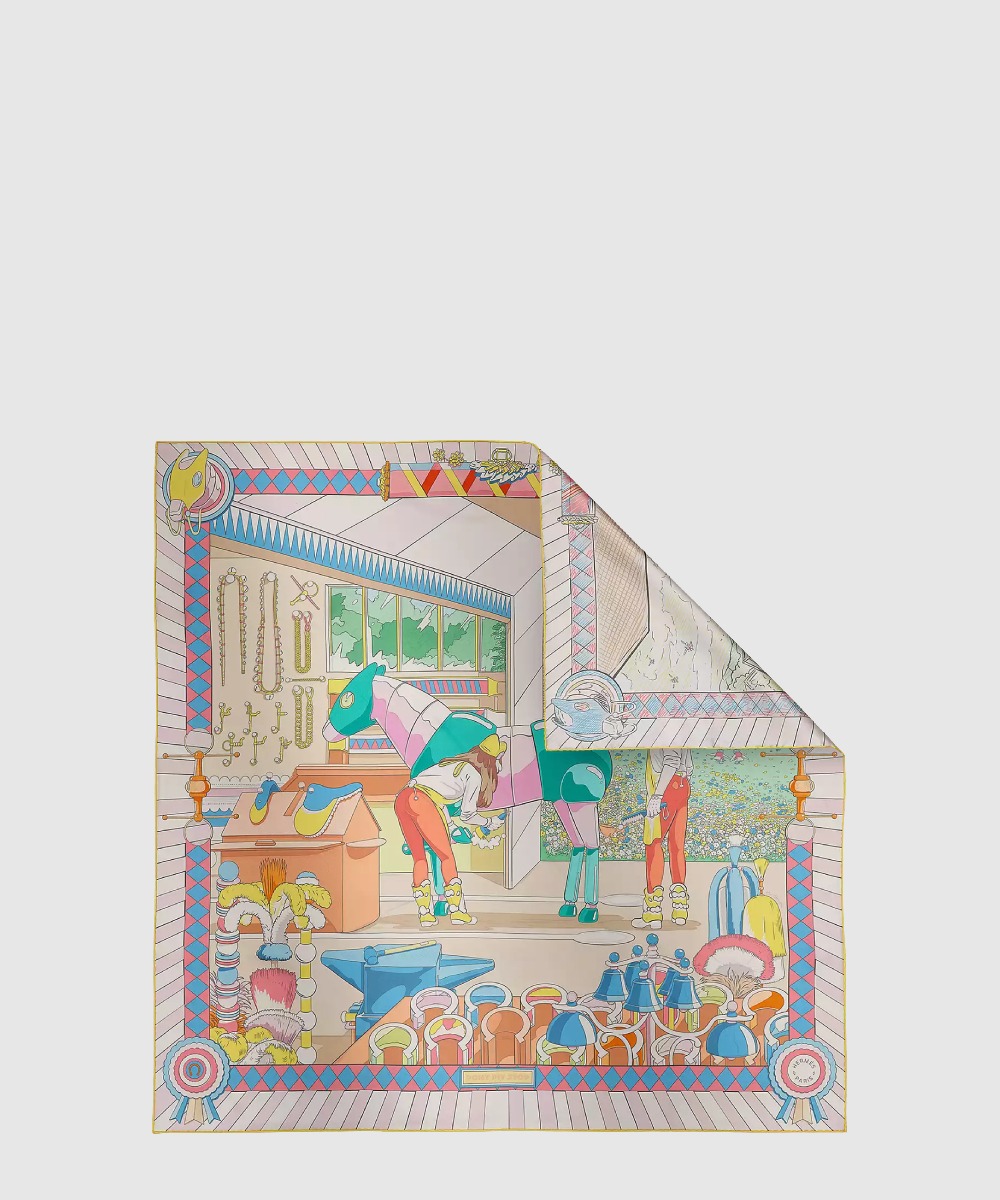 에르메스 Pony Pit Stop 더블 페이스 스카프 90