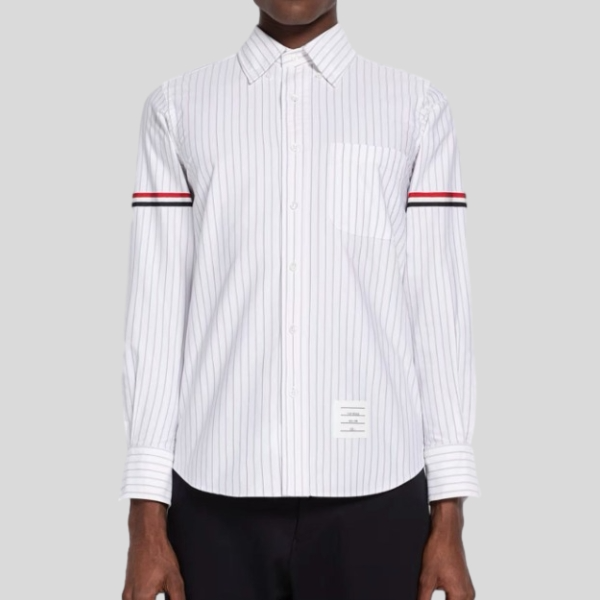 톰브라운 섀도우 핀스트라이프 옥스포드 암밴드 롱 슬리브 셔츠