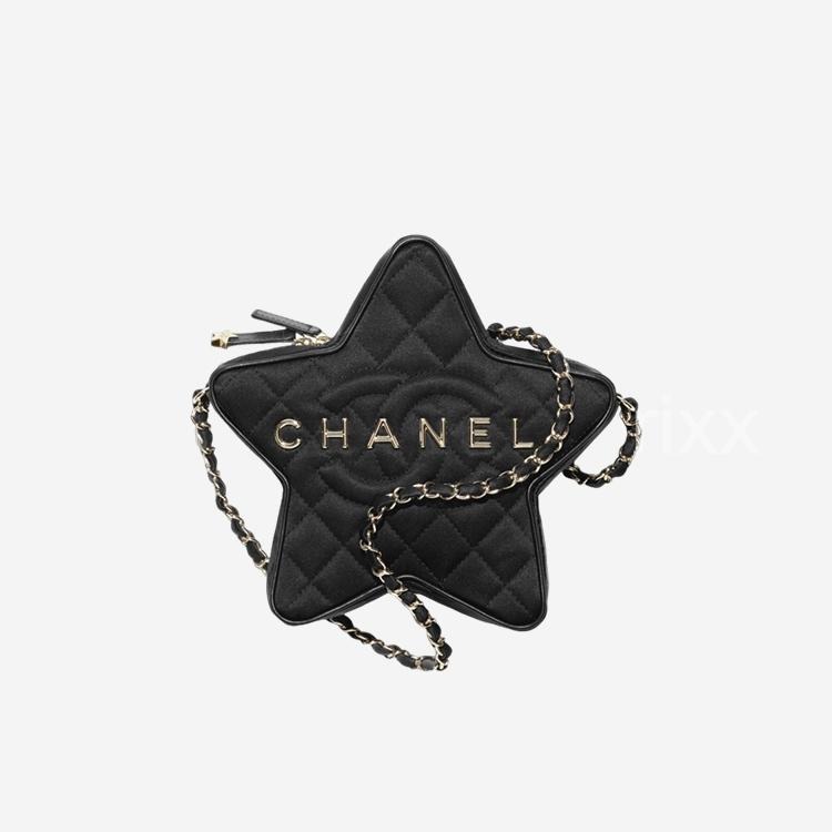 샤넬 스타 핸드백 사틴 & 골드 메탈 블랙