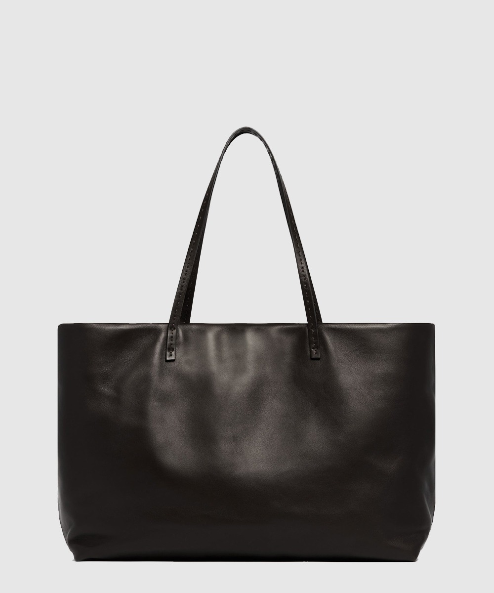 더로우 뉘앙스 블랙 레더 토트백 W1727L