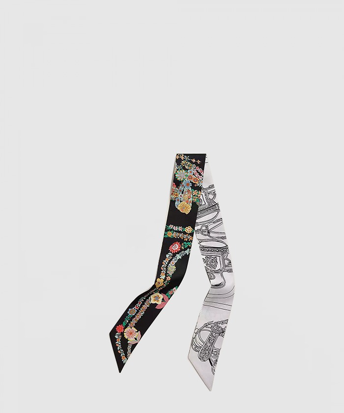 에르메스 트빌리 방도 꽃으로 장식된 갈라 띠