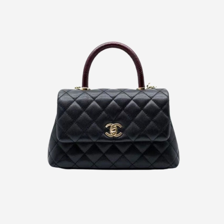 샤넬 코코핸들 스몰 블랙 골드 리자드 