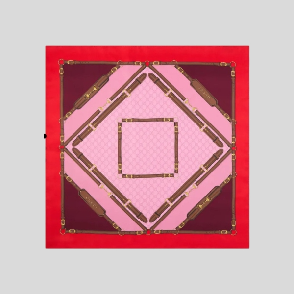 구찌 프린트 실크 트윈 까레