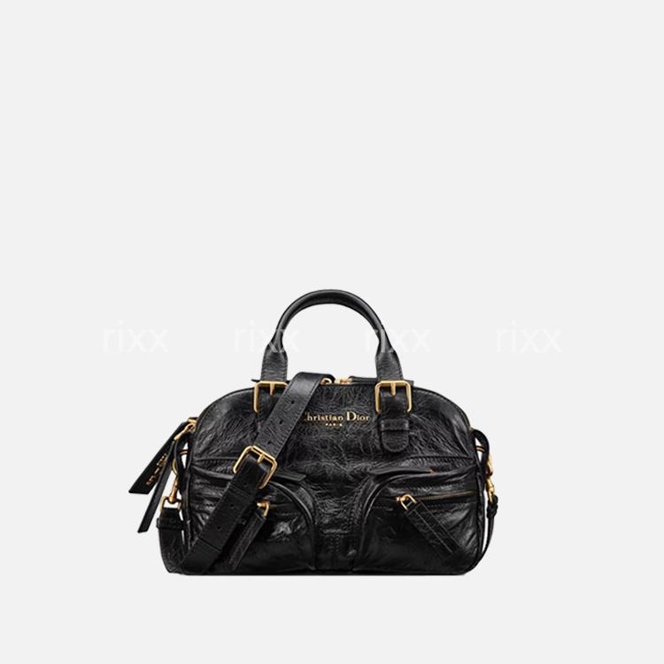 디올 Grand Tour 스몰 볼링백 블랙 크링클