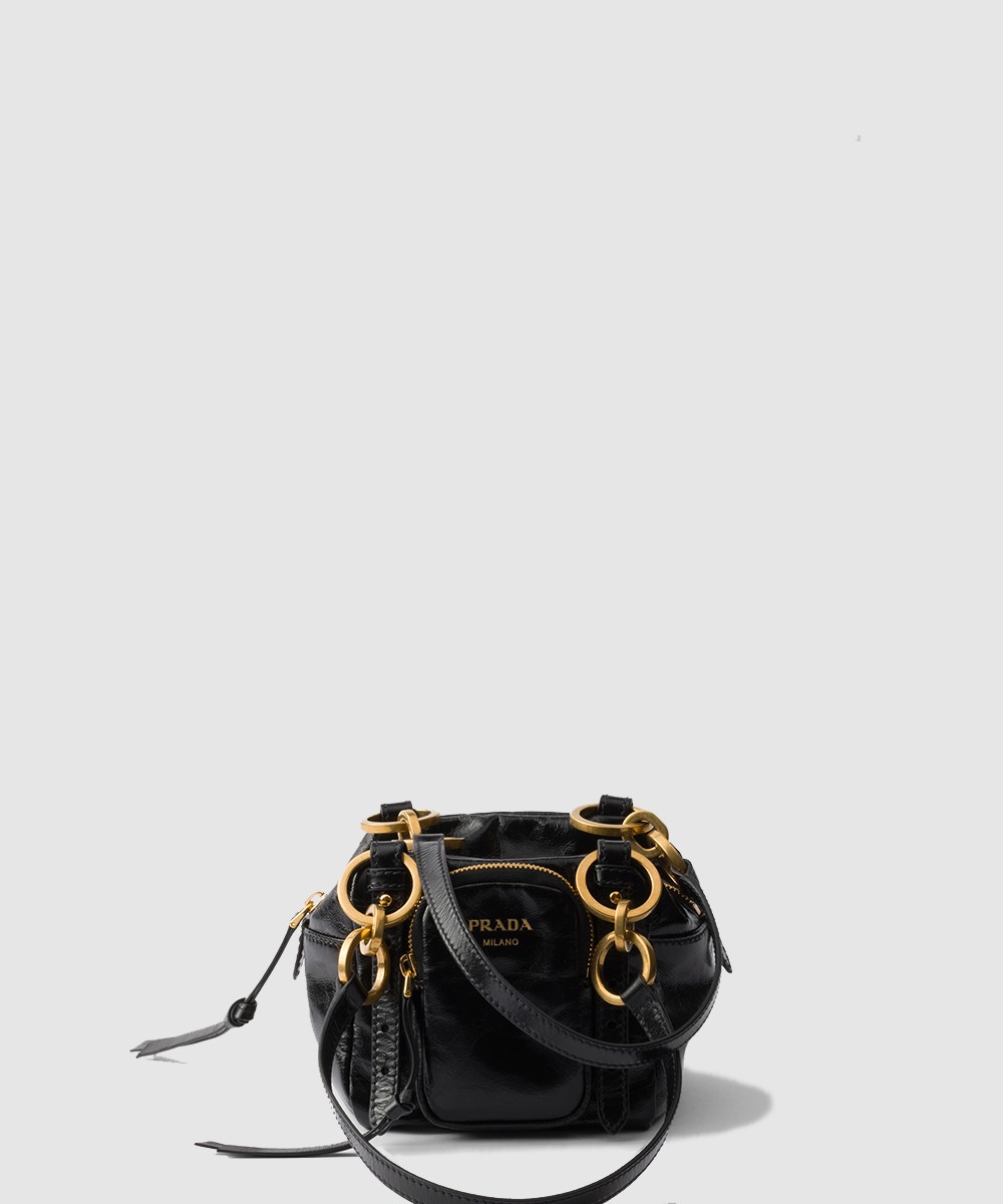 프라다 댕글 가죽 탑 핸들 미니백 1BB137