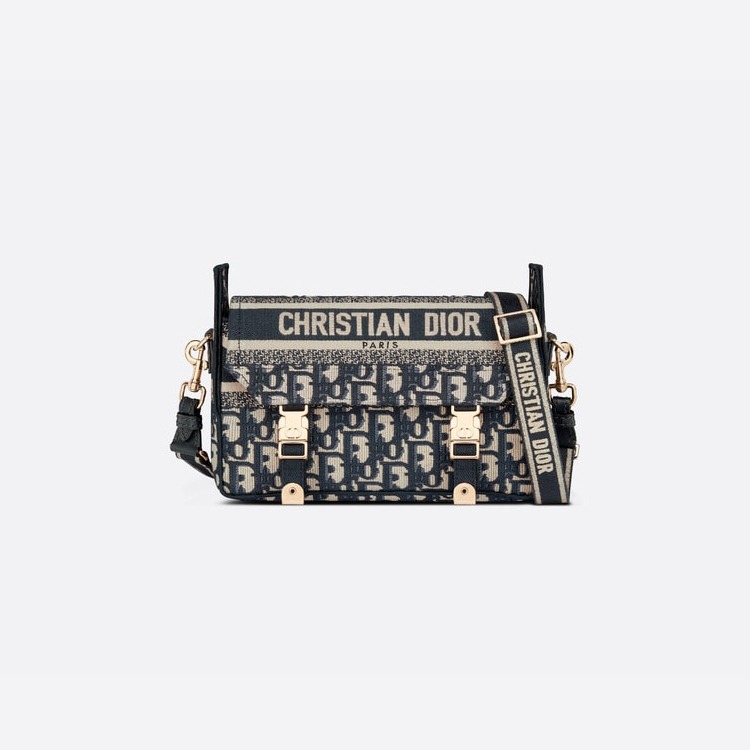 디올 블루 오블리크 자수 캠프백 스몰